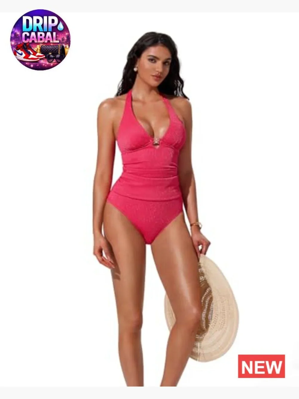 Sexy Halter Tummy Control Tankini High Waisted Backless Swim Suit Set